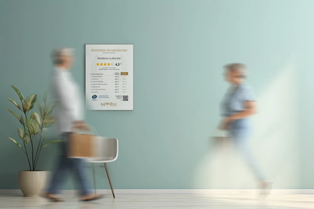 Attestation de satisfaction affichée dans un établissement